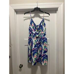 New Southern Flock Women’s Medium Colorful Abstract V-Neck Strappy Mini Dress
